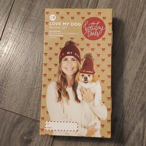 Holiday Tails Human and Dog BEANIE set s/m